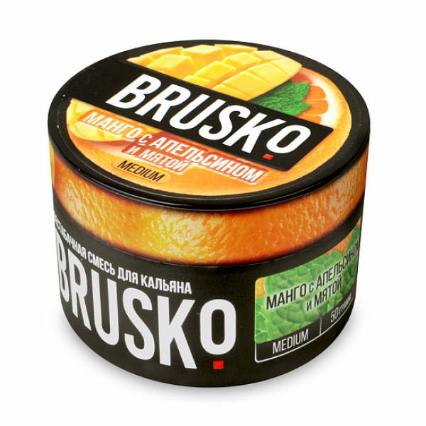 Смесь Brusko Medium Манго апельсин мята 50 грамм в Новом Уренгое