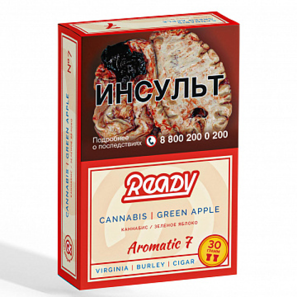 Табак READY №7 CANNABIS GREEN APPLE (Травяной Зелёное яблоко) 30 гр в Новом Уренгое