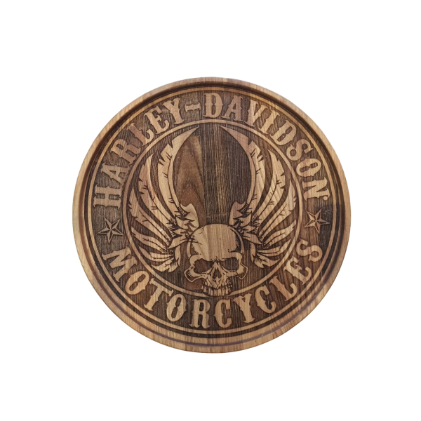 ХукаСтол Поднос Harley Davidson (Коричневый, Бук) для кальяна в Новом Уренгое