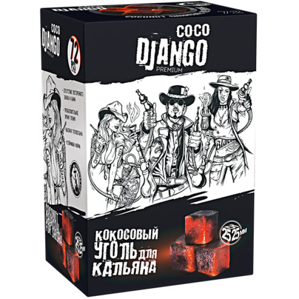 Уголь Coco Django 25мм для кальяна - 1кг (72 шт) в Новом Уренгое
