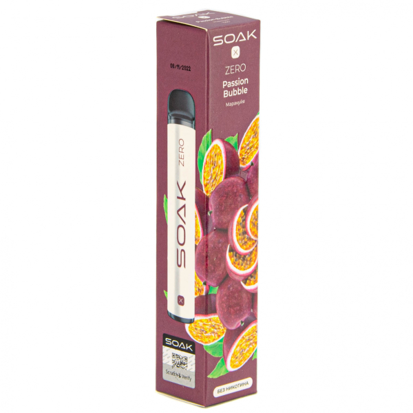 SOAK X ZERO Passion bubble 1500 затяжек (без никотина) в Новом Уренгое