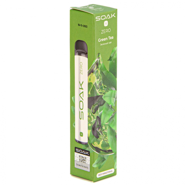 SOAK X ZERO Green tea 1500 затяжек (без никотина) в Новом Уренгое