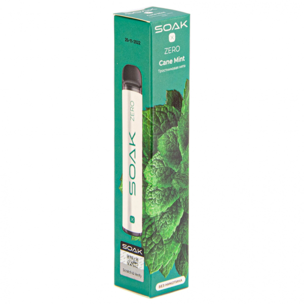 SOAK X ZERO Cane mint 1500 затяжек (без никотина) в Новом Уренгое