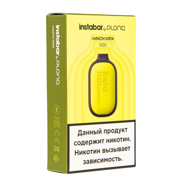 Plonq Instabar Лимон Мята (5000 Затяжек) 20 Мг в Новом Уренгое