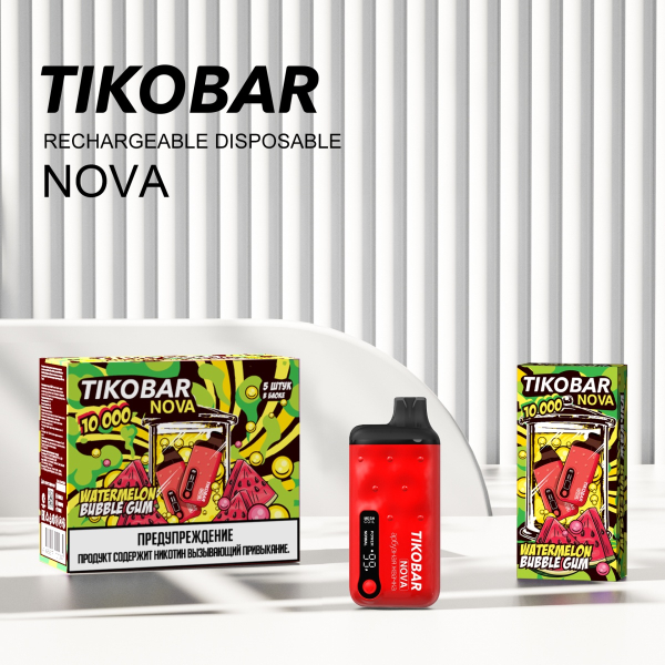 Электронка Tikobar Nova Арбузная Жвачка 10000 Затяжек в Новом Уренгое
