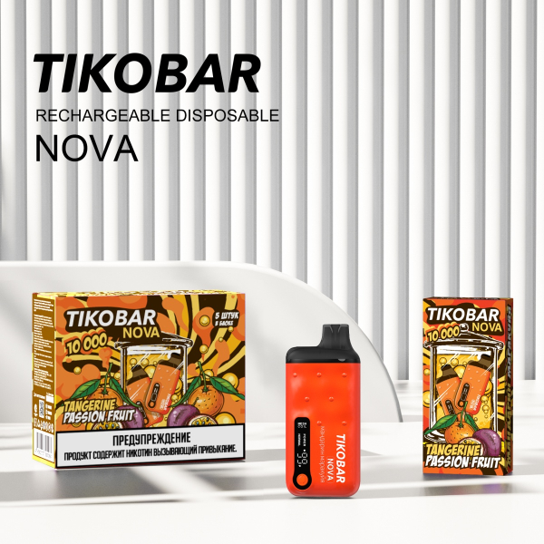 Электронка Tikobar Nova Мандарин Маракуйя 10000 Затяжек в Новом Уренгое
