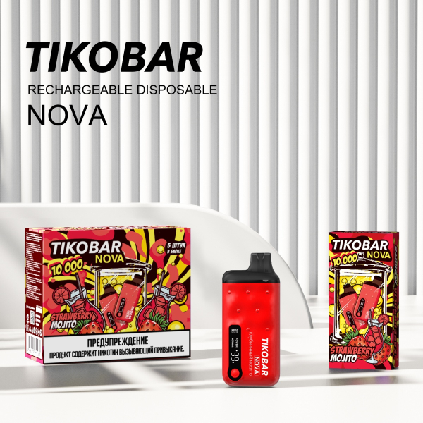 Электронка Tikobar Nova Клубничный Мохито 10000 Затяжек в Новом Уренгое