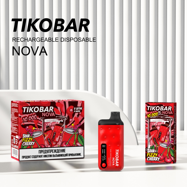 Электронка Tikobar Nova Кислая Вишневая Шипучка 10000 Затяжек в Новом Уренгое