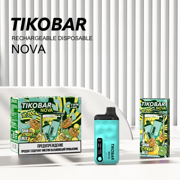Электронка Tikobar Nova Кислый Цитрусовый Микс 10000 Затяжек в Новом Уренгое