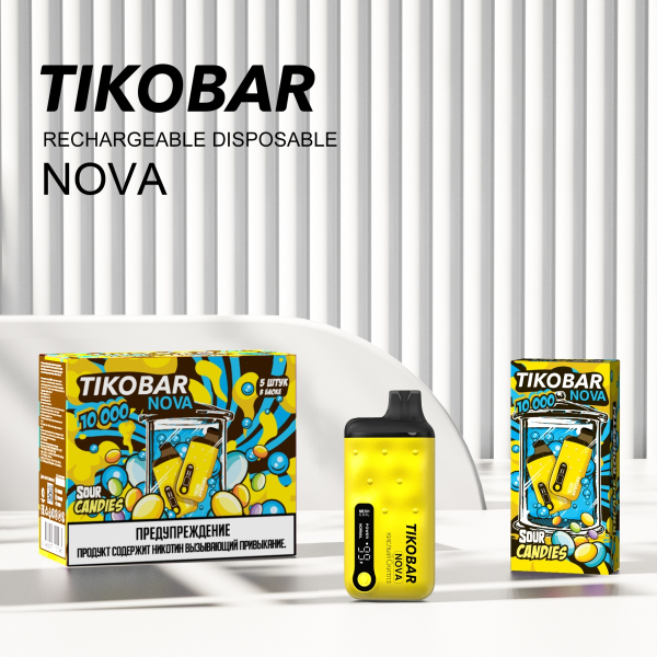 Электронка Tikobar Nova Кислые Конфеты 10000 Затяжек в Новом Уренгое