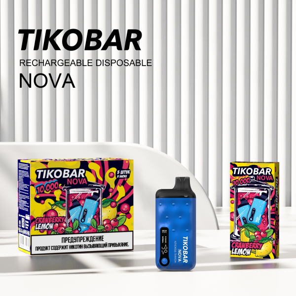 Электронка Tikobar Nova Клюква Лимон 10000 Затяжек в Новом Уренгое