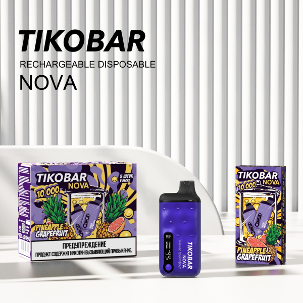 Электронка Tikobar Nova Ананас Грейпфрут 10000 Затяжек в Новом Уренгое