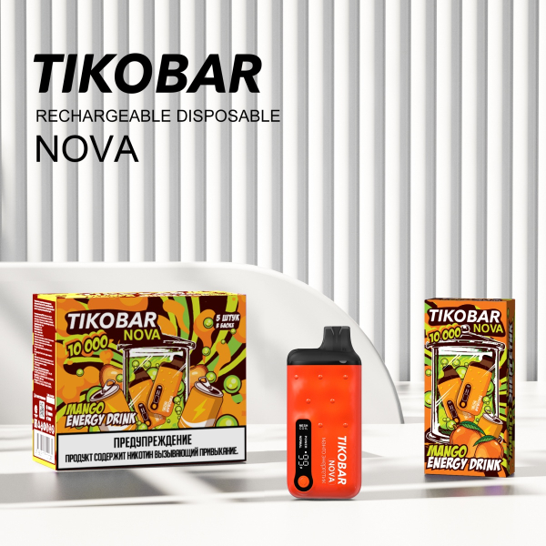 Электронка Tikobar Nova Манго Энергетик 10000 Затяжек в Новом Уренгое