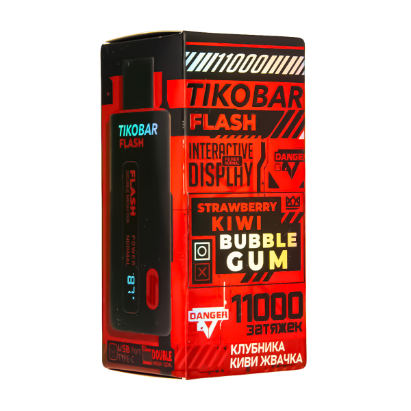 Электронка Tikobar Flash Клубника Киви Жвачка 11000 Затяжек в Новом Уренгое