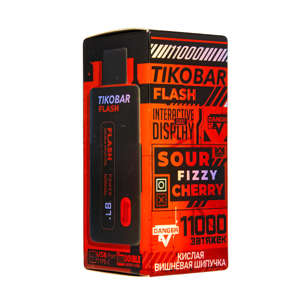 Электронка Tikobar Flash Кислая Вишнёвая Шипучка 11000 Затяжек в Новом Уренгое