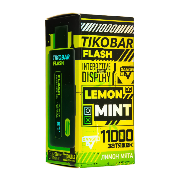 Электронка Tikobar Flash Лимон Мята 11000 Затяжек в Новом Уренгое