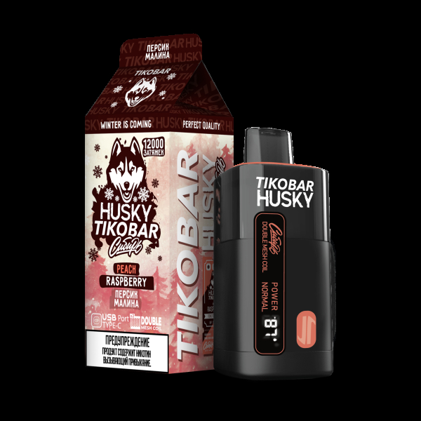 Электронка Tikobar Husky Сибирь Персик Малина 12000 Затяжек в Новом Уренгое