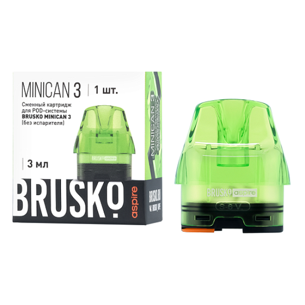 Сменный Картридж Brusko Minican 3, (Зелёный), 3 Мл, Упак. 1 Шт в Новом Уренгое