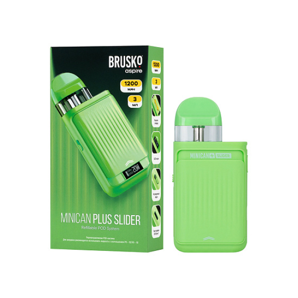 POD-система Brusko Minican Plus Slider Зелёный в Новом Уренгое