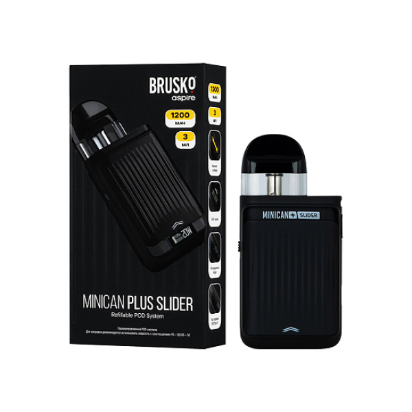 POD-система Brusko Minican Plus Slider Чёрный в Новом Уренгое