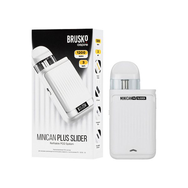POD-система Brusko Minican      Plus Slider Белый в Новом Уренгое
