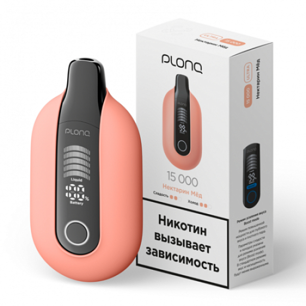 Электронная сигарета Plonq Ultra Нектарин Мёд 12000 затяжек в Новом Уренгое